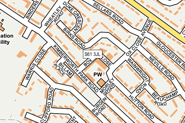 S61 3JL map - OS OpenMap – Local (Ordnance Survey)