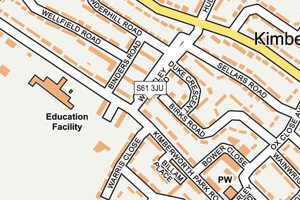 S61 3JU map - OS OpenMap – Local (Ordnance Survey)
