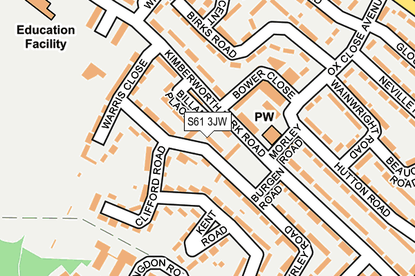 S61 3JW map - OS OpenMap – Local (Ordnance Survey)