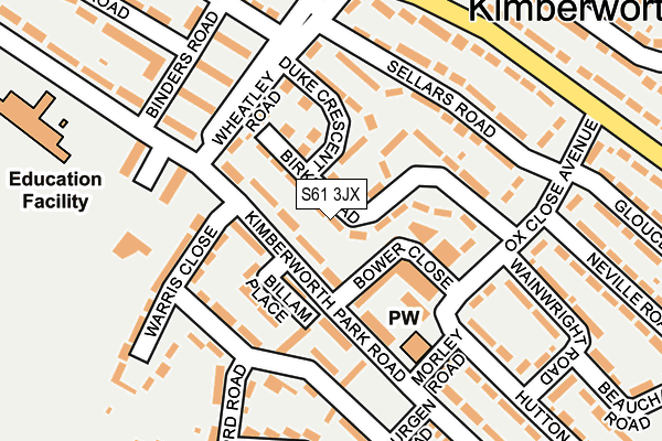 S61 3JX map - OS OpenMap – Local (Ordnance Survey)