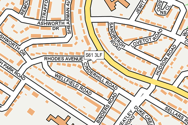 S61 3LF map - OS OpenMap – Local (Ordnance Survey)