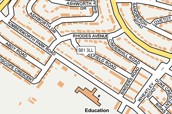 S61 3LL map - OS OpenMap – Local (Ordnance Survey)