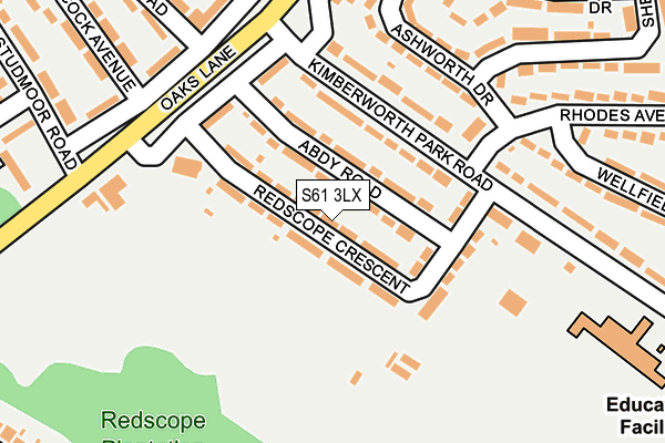 S61 3LX map - OS OpenMap – Local (Ordnance Survey)