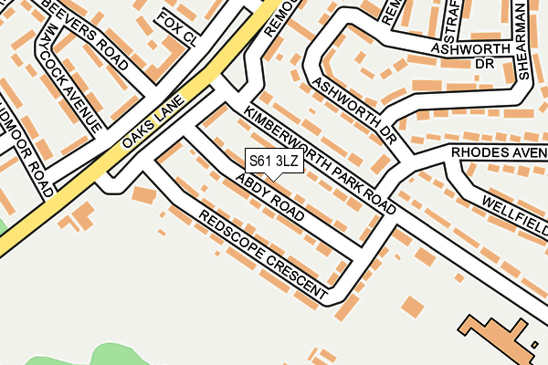 S61 3LZ map - OS OpenMap – Local (Ordnance Survey)