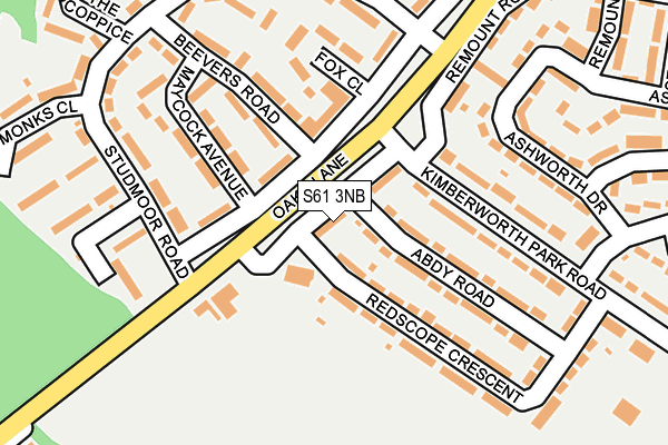 S61 3NB map - OS OpenMap – Local (Ordnance Survey)