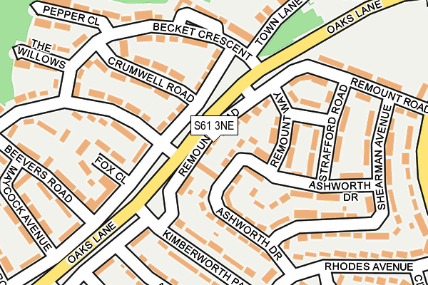 S61 3NE map - OS OpenMap – Local (Ordnance Survey)