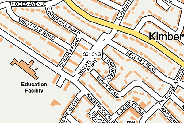 S61 3NG map - OS OpenMap – Local (Ordnance Survey)
