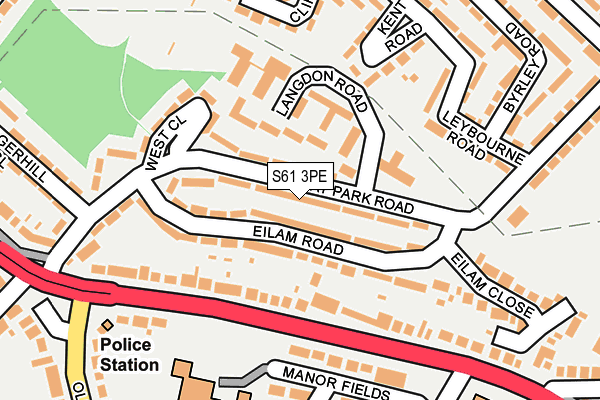 S61 3PE map - OS OpenMap – Local (Ordnance Survey)