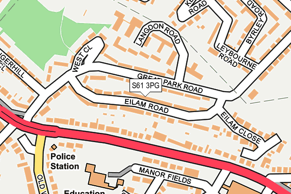 S61 3PG map - OS OpenMap – Local (Ordnance Survey)