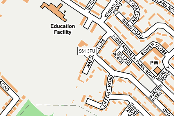 S61 3PU map - OS OpenMap – Local (Ordnance Survey)