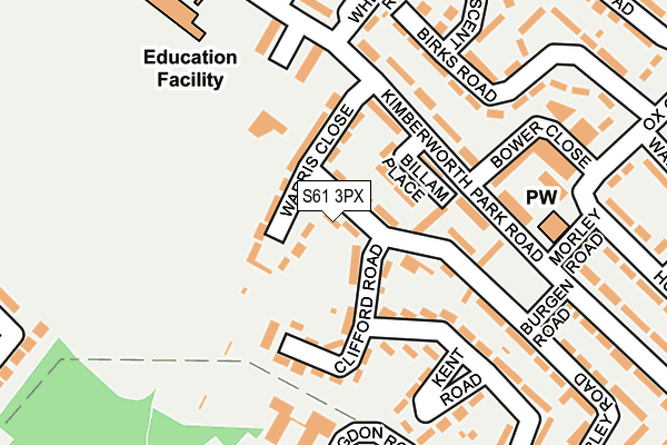 S61 3PX map - OS OpenMap – Local (Ordnance Survey)