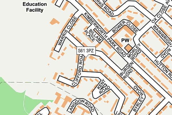 S61 3PZ map - OS OpenMap – Local (Ordnance Survey)