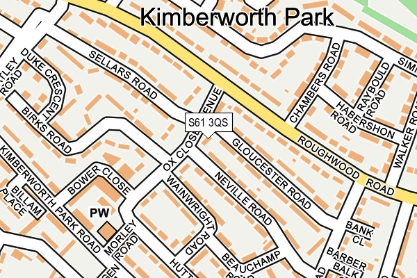 S61 3QS map - OS OpenMap – Local (Ordnance Survey)