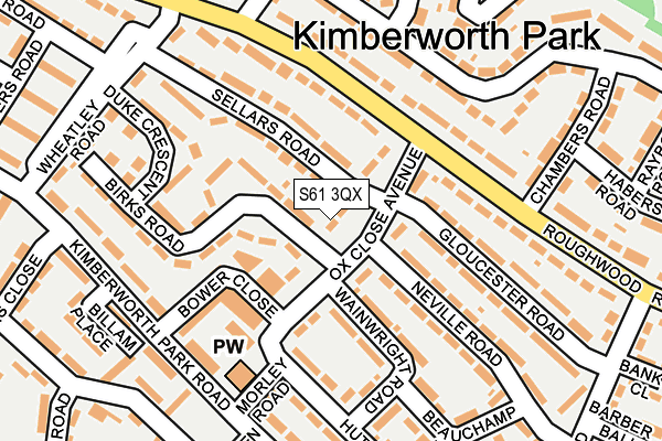 S61 3QX map - OS OpenMap – Local (Ordnance Survey)