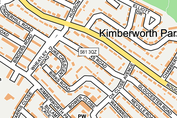 S61 3QZ map - OS OpenMap – Local (Ordnance Survey)