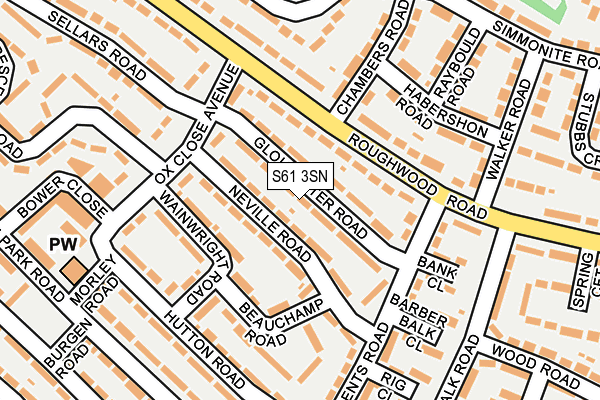S61 3SN map - OS OpenMap – Local (Ordnance Survey)