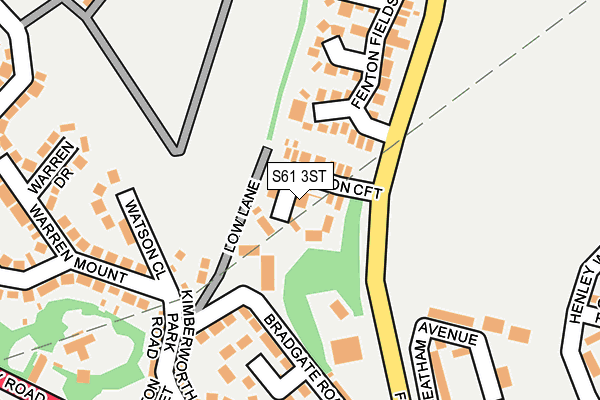 S61 3ST map - OS OpenMap – Local (Ordnance Survey)