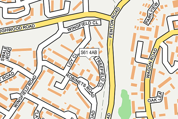 S61 4AB map - OS OpenMap – Local (Ordnance Survey)