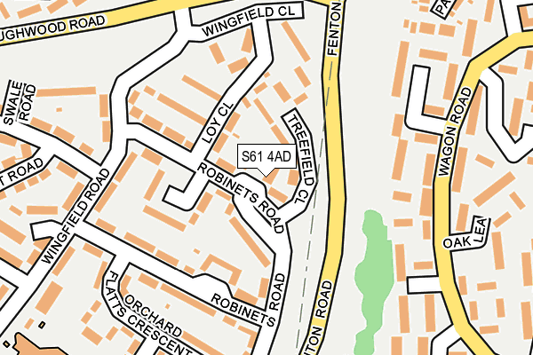 S61 4AD map - OS OpenMap – Local (Ordnance Survey)