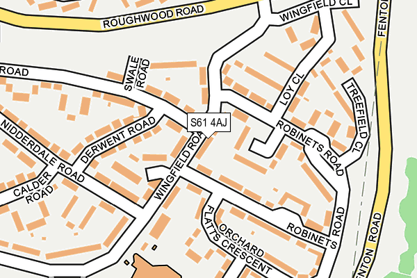 S61 4AJ map - OS OpenMap – Local (Ordnance Survey)