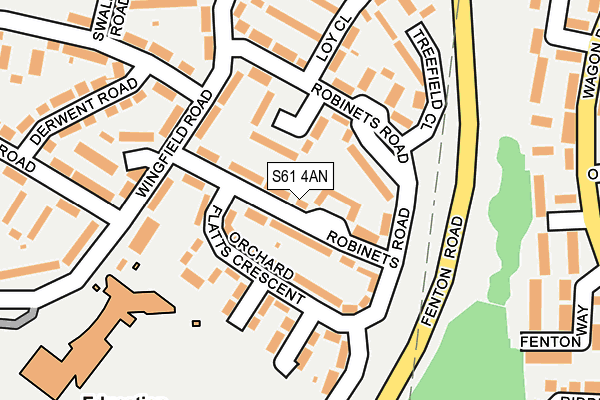 S61 4AN map - OS OpenMap – Local (Ordnance Survey)