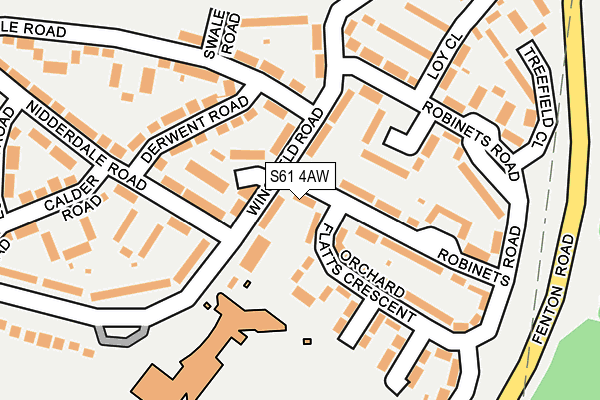 S61 4AW map - OS OpenMap – Local (Ordnance Survey)