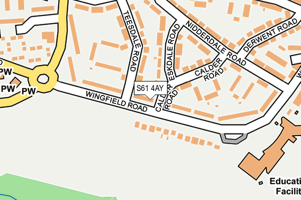 S61 4AY map - OS OpenMap – Local (Ordnance Survey)