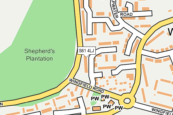 S61 4LJ map - OS OpenMap – Local (Ordnance Survey)