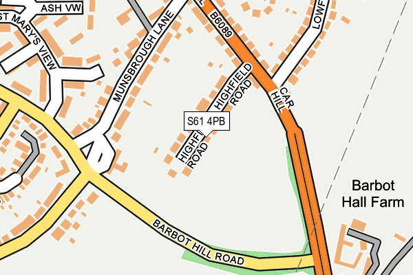 S61 4PB map - OS OpenMap – Local (Ordnance Survey)
