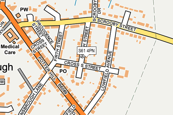 S61 4PN map - OS OpenMap – Local (Ordnance Survey)