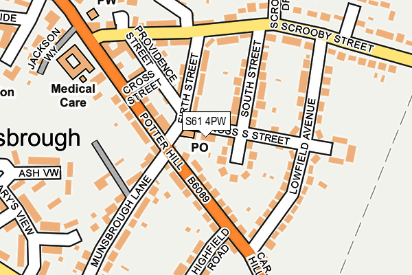 S61 4PW map - OS OpenMap – Local (Ordnance Survey)