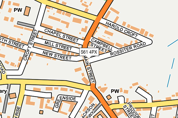 S61 4PX map - OS OpenMap – Local (Ordnance Survey)