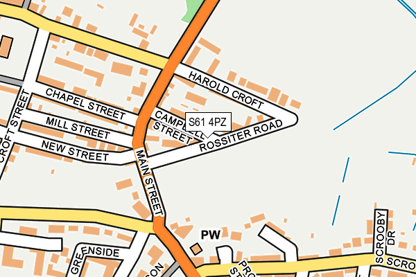 S61 4PZ map - OS OpenMap – Local (Ordnance Survey)