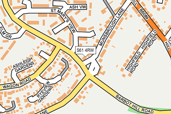 S61 4RW map - OS OpenMap – Local (Ordnance Survey)