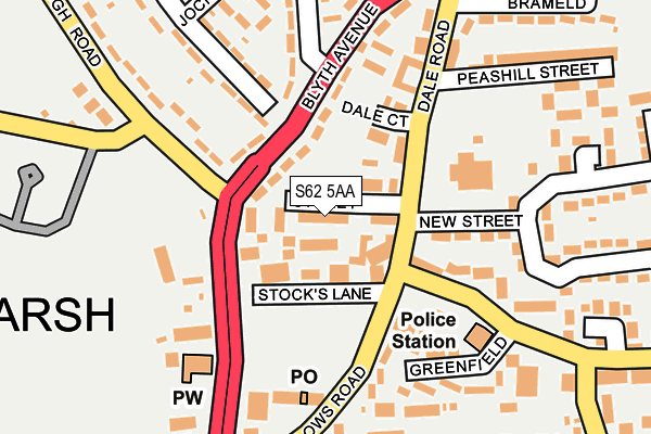 S62 5AA map - OS OpenMap – Local (Ordnance Survey)