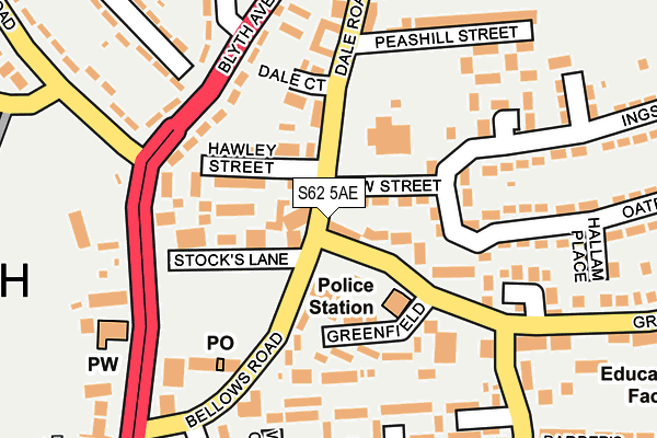 S62 5AE map - OS OpenMap – Local (Ordnance Survey)