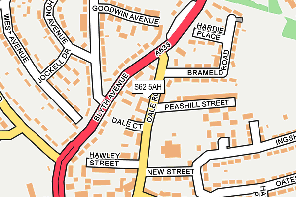 S62 5AH map - OS OpenMap – Local (Ordnance Survey)
