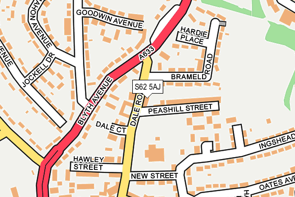 S62 5AJ map - OS OpenMap – Local (Ordnance Survey)