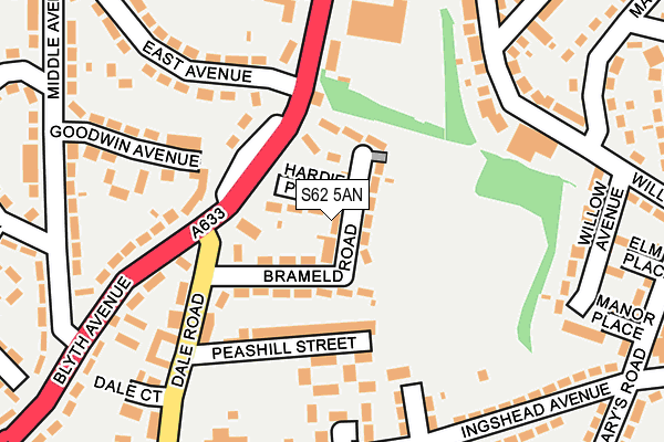 S62 5AN map - OS OpenMap – Local (Ordnance Survey)