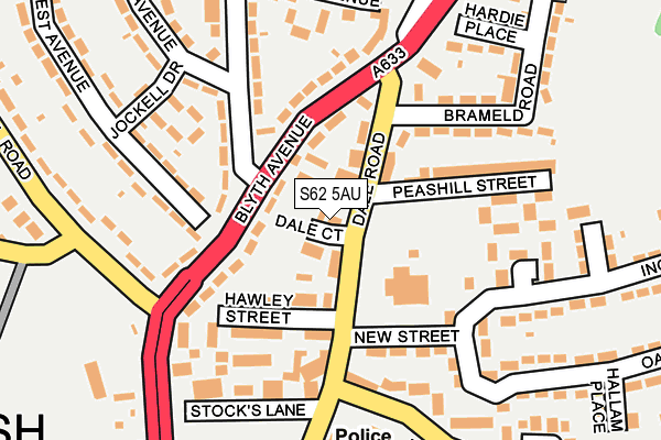 S62 5AU map - OS OpenMap – Local (Ordnance Survey)