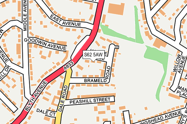 S62 5AW map - OS OpenMap – Local (Ordnance Survey)