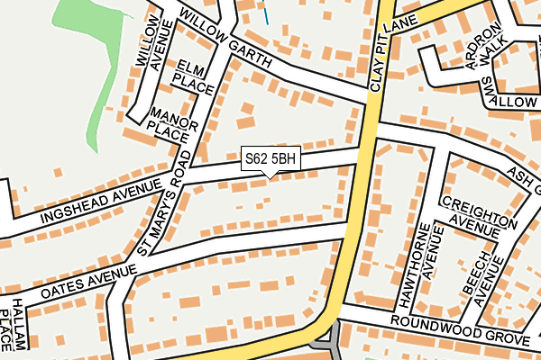 S62 5BH map - OS OpenMap – Local (Ordnance Survey)
