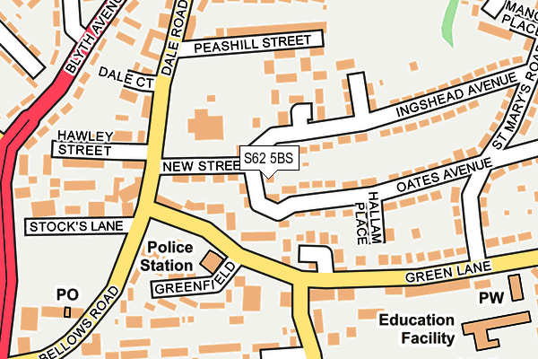 S62 5BS map - OS OpenMap – Local (Ordnance Survey)