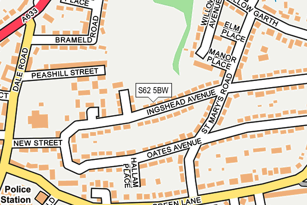 S62 5BW map - OS OpenMap – Local (Ordnance Survey)