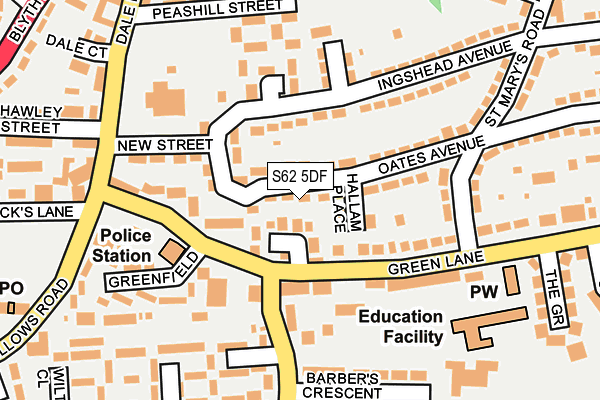 S62 5DF map - OS OpenMap – Local (Ordnance Survey)