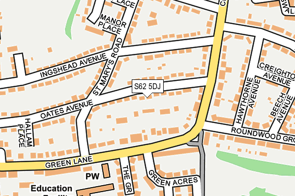 S62 5DJ map - OS OpenMap – Local (Ordnance Survey)