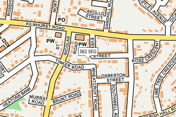 S62 5EG map - OS OpenMap – Local (Ordnance Survey)