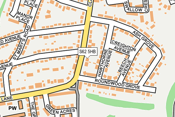 S62 5HB map - OS OpenMap – Local (Ordnance Survey)