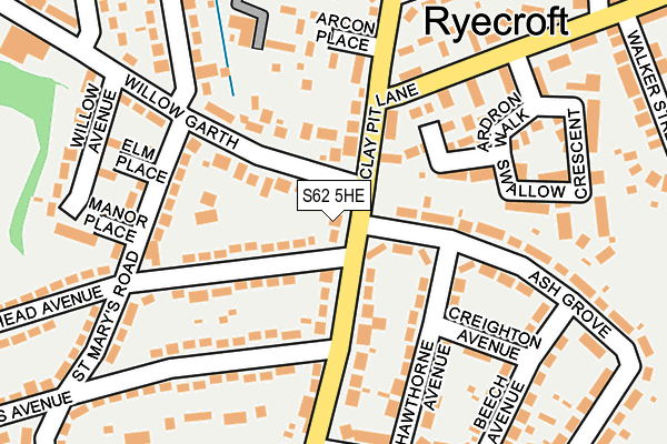 S62 5HE map - OS OpenMap – Local (Ordnance Survey)