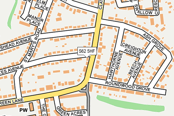 S62 5HF map - OS OpenMap – Local (Ordnance Survey)